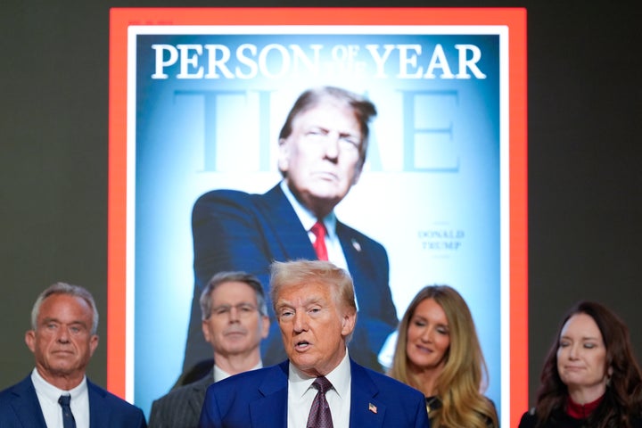 President-elect Donald Trump speaks during a Time magazine Person of the Year event at the New York Stock Exchange, Thursday, Dec. 12, 2024, in New York. (AP Photo/Alex Brandon)