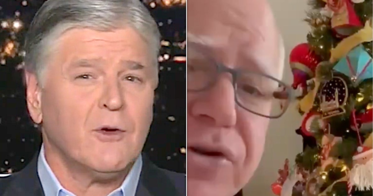 NextImg:Sean Hannity Craps On Tim Walz Decorating Christmas Tree For God Knows What Reason