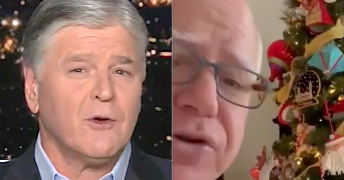 Sean Hannity Craps On Tim Walz Decorating Christmas Tree For God Knows What Reason