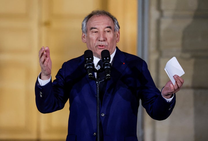 France's newly appointed Prime Minister Francois Bayrou speaks after the handover ceremony at the Hotel Matignon , the Prime Minister residence, in Paris, Friday Dec. 13, 2024.( Abdul Saboor, Pool via AP)