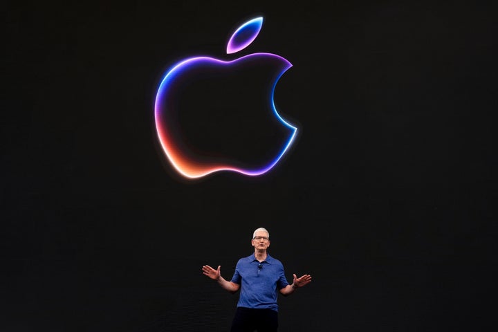 Apple CEO Tim Cook speaks during an announcement of new products on the Apple campus in Cupertino, Calif., Monday, June 10, 2024. (AP Photo/Jeff Chiu)