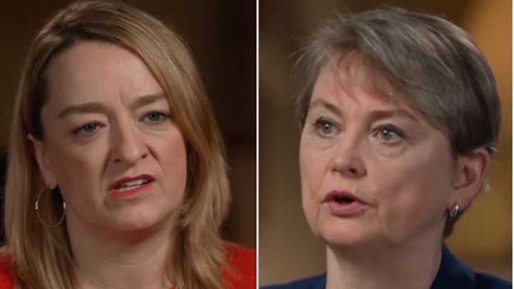 Laura Kuenssberg and Yvette Cooper.