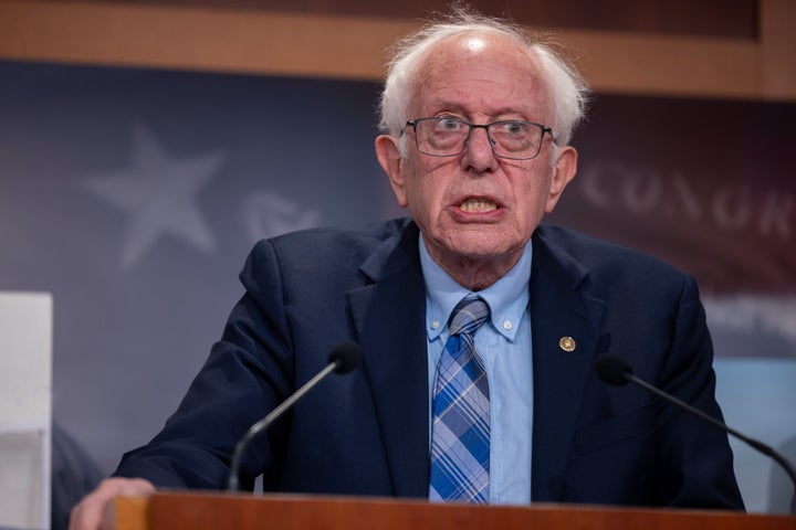 Senator Bernie Sanders (I-VT) speaks at a press conference