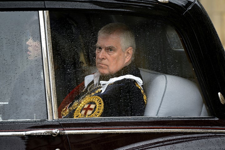 Britain's Prince Andrew leaves Westminster Abbey following King Charles' coronation last year. 