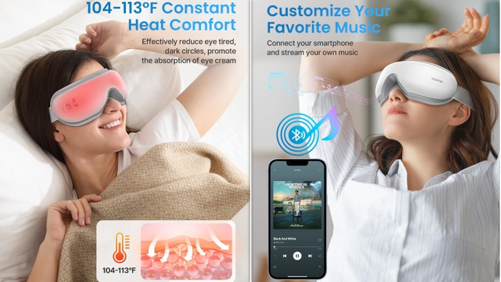 Grab this heated eye mask that plays relaxing tunes via Bluetooth while it's on major sale today.