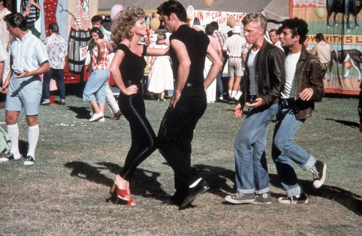 Olivia Newton-John and John Travolta as Sandy and Danny in Grease