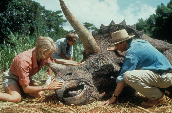 Laura Dern, Joseph Mazzello and Sam Neill in the first Jurassic Park movie