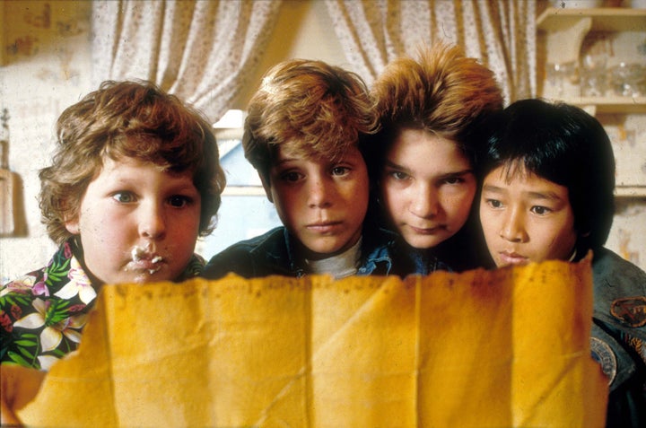 Jeff Cohen, Sean Astin, Corey Feldman and Ke Huy Quan in The Goonies