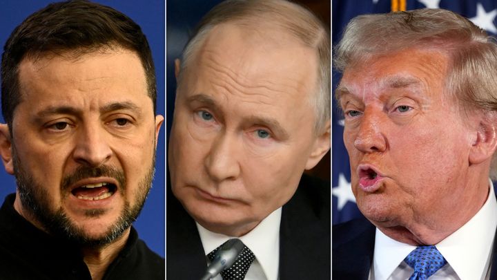 Volodymyr Zelenskyy, Vladimir Putin and Donald Trump