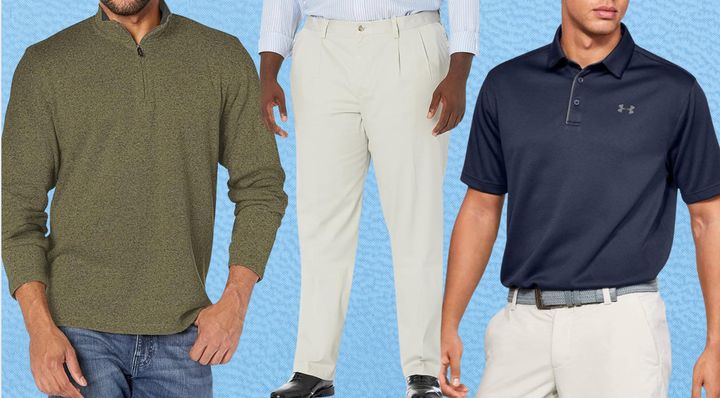 Wrangler long sleeve fleece quarter-zip, a pair of Dockers classic-fit khakis and Under Armour tech golf polo