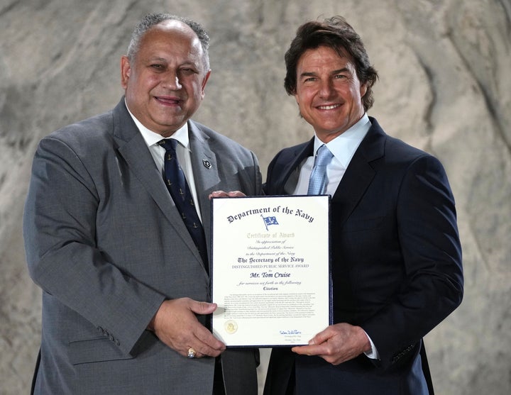 Cruise received the award Tuesday from U.S. Secretary of the Navy, Carlos Del Toro.