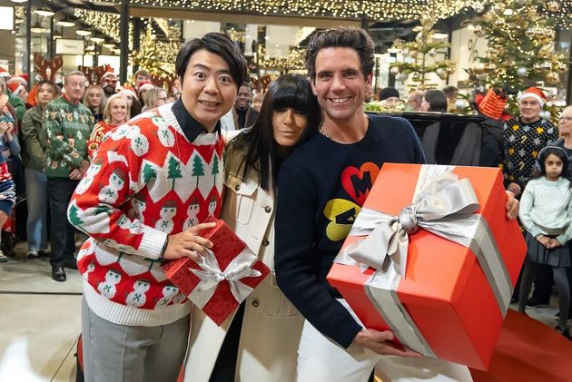 Lang Lang, Claudia Winkleman and Mika in The Piano At Christmas