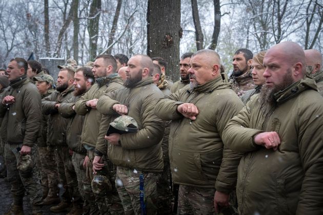 Soldiers of Ukraine's 1st Separate Mechanised Battalion