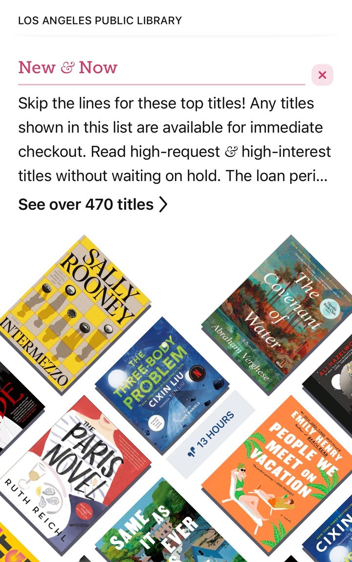 Some libraries have a “new and now” section on the app, featuring in-demand titles you can check out immediately for a shortened loan time.