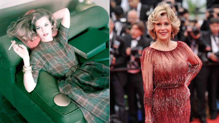 Jane Fonda in 1959 and in 2014.