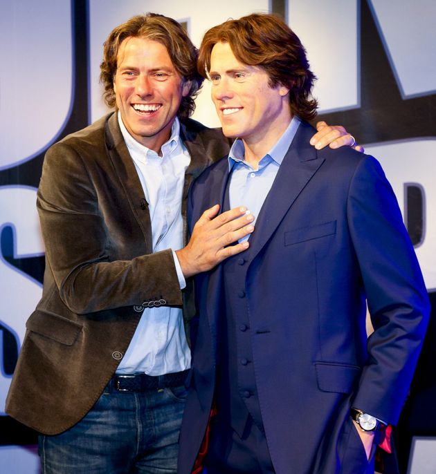 John Bishop and his wax figure in 2015