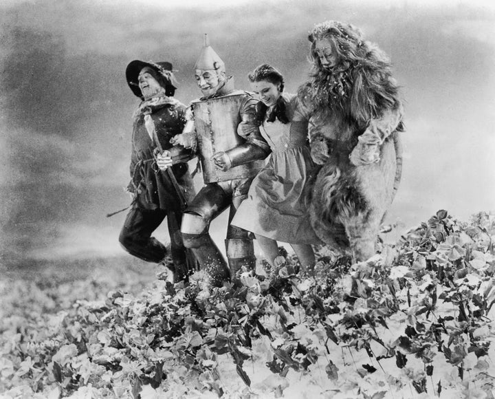 From Left: The Scarecrow (Ray Bolger), The Tinman (Jack Haley), Dorothy (Judy Garland) and The Cowardly Lion (Bert Lahr) in "The Wizard of Oz."