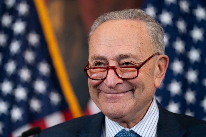 Senate Majority Leader Chuck Schumer (D-N.Y.), shown here at a Hanukkah event at the U.S. Capitol on Dec. 17, says there are wins for American families in the newly passed government spending package will resurface.