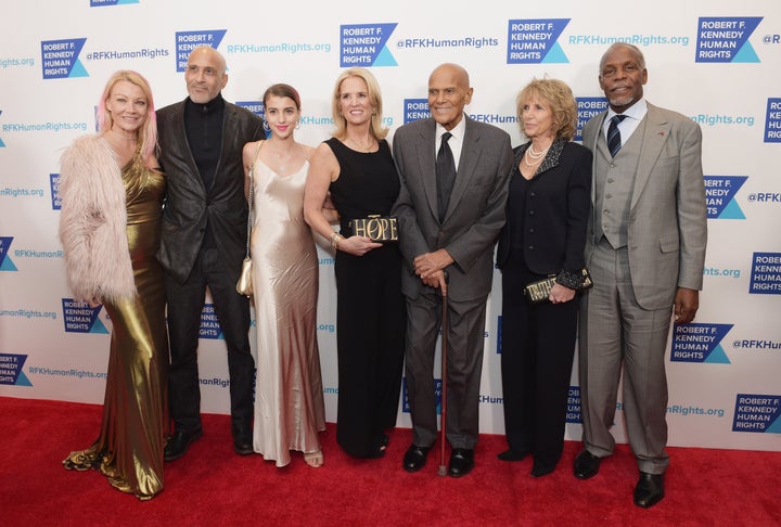 Sarafina Belafonte, pictured in 2017 to the right of parents Malena and David Belafonte, admired her grandfather, Harry Belafonte, fifth from left. Also pictured are Kerry Kennedy, Pamela Frank and Danny Glover.