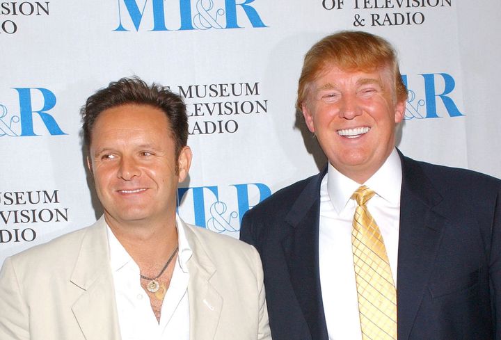 Mark Burnett and Donald Trump appear together in Beverly Hills, California, September 2004.