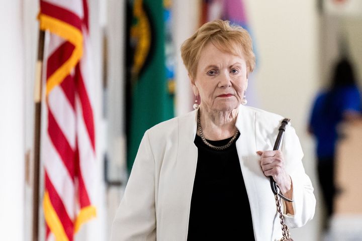 Rep. Kay Granger arrives to a House Republicans caucus meeting in Washington, D.C., on October 13, 2023. After an extended absence from the capital, an investigation discovered she has been residing at a senior living facility in Fort Worth, Texas.