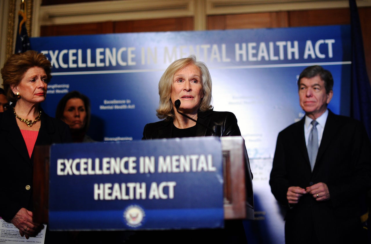 Actor Glenn Close speaks during a press conference on mental health legislation in Washington, D.C., on Dec. 18, 2013. Close joined Sens. Stabenow and Roy Blunt (R-Mo.) to urge Congress to pass bipartisan mental health legislation.