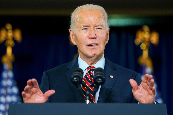 US President Joe Biden speaks during the Democratic National Committee's holiday reception in Washington, DC, US, on Sunday, Dec. 15, 2024. 