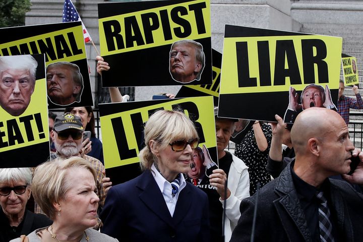 E. Jean Carroll departs Manhattan federal appeals court following arguments in a judgment appeal brought by former President Donald Trump in September.