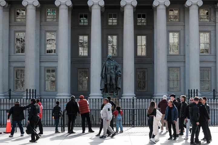 WASHINGTON, US- NOVEMBER 24: The United States Department of Treasury Headquarters on November 24, 2024 in Washington, D.C. (Michael A. McCoy/For The Washington Post via Getty Images)