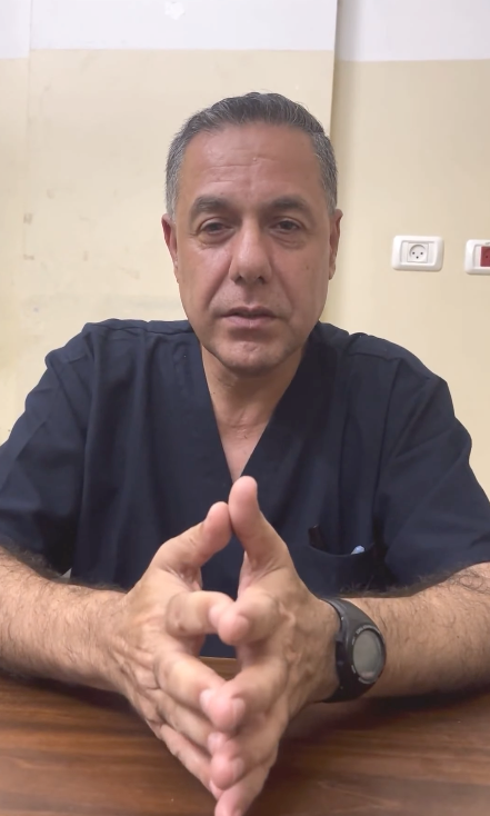 Dr. Hussam Abu Safiya records a video on Instagram with the latest developments in Kamal Adwan Hospital in North Gaza, which has been under intense Israeli bombardment. Israeli forces have arrested Abu Safiya during a raid on the hospital.