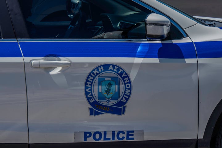 Santorini, Greece, May 6, 2024. Oia. police car