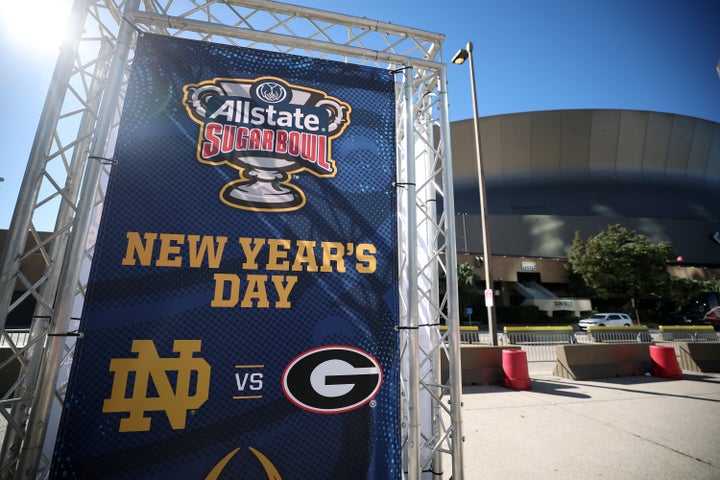 The Sugar Bowl between the University of Georgia and the University of Notre Dame, to be played at the Superdome in New Orleans, has been postponed until Thursday.