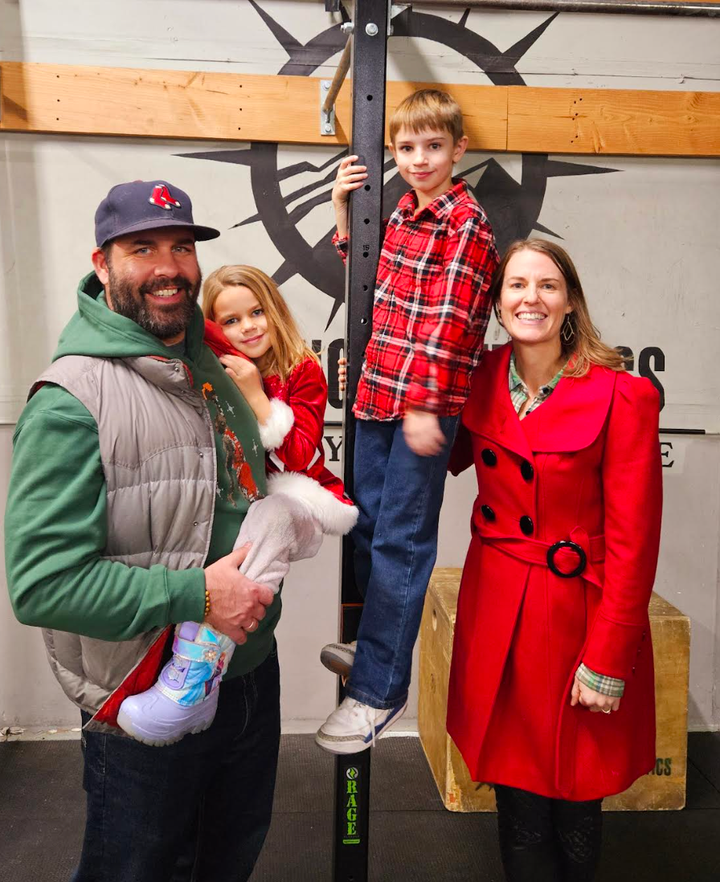 The author attending a holiday party with her family while awaiting test results.