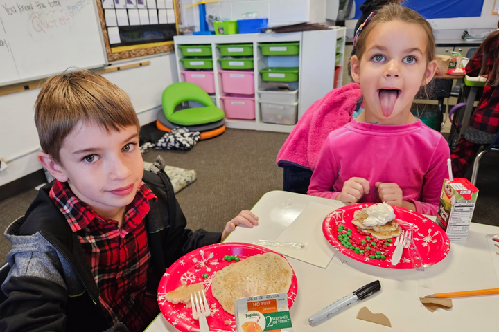 The author's children at a school holiday party.