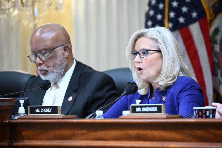 Rep. Bennie Thompson and then-Rep. Liz Cheney participate in the House committee’s investigation into the Jan. 6 insurrection in 2022.