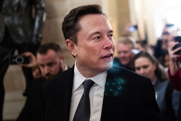 Elon Musk is seen in the U.S. Capitol after a meeting with Sen. John Thune (R-S.D.), while on the Hill to talk about President-elect Donald Trump's 