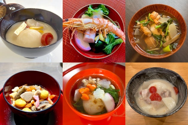 各地に帰省した同僚から送られてきたお雑煮