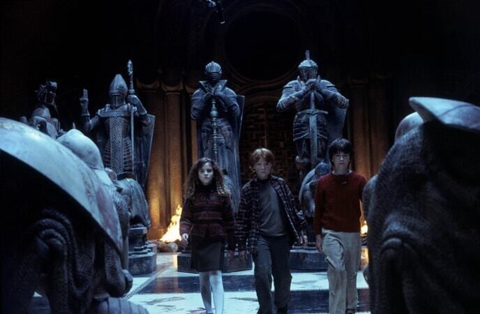 Emma Watson, Rupert Grint and Daniel Radcliffe in Harry Potter And The Philosopher's Stone