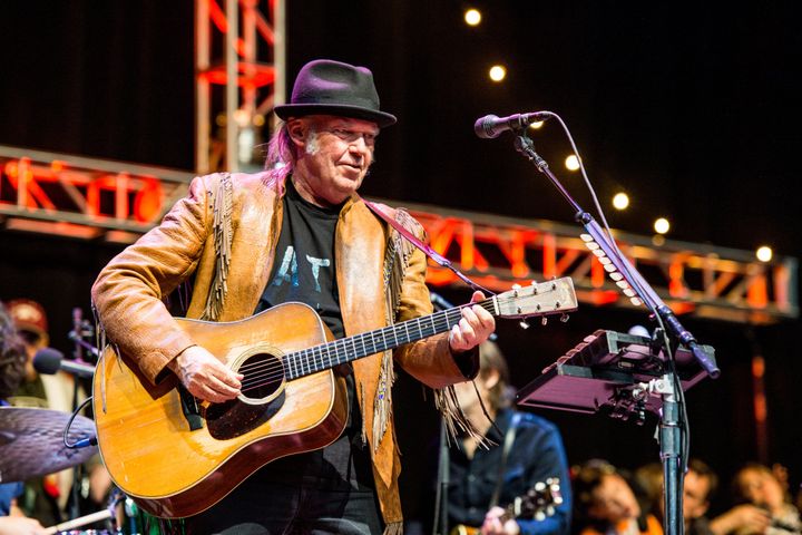 Neil Young on stage in 2016