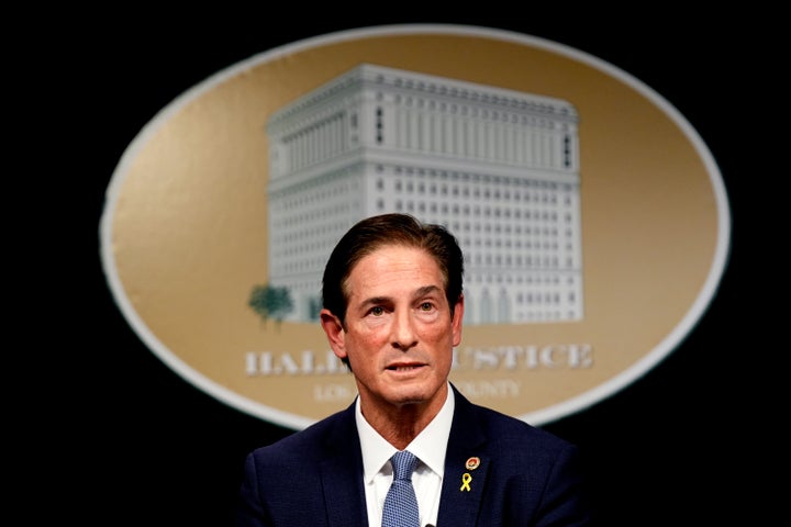 Los Angeles County District Attorney Nathan Hochman talks about the resentencing of Erik and Lyle Menendez for the murders of their parents decades ago during a news conference in downtown Los Angeles, Friday, Jan. 3, 2025. (AP Photo/Damian Dovarganes)