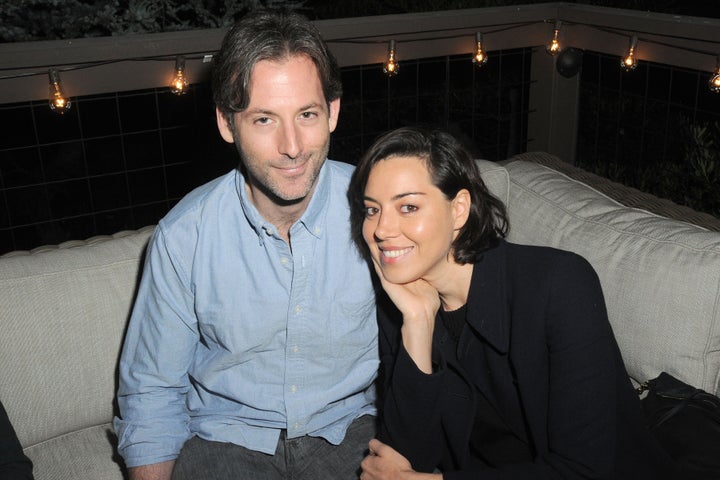 Jeff Baena, left, and Aubrey Plaza attend a party in Silver Lake, Los Angeles, on May 21, 2016.