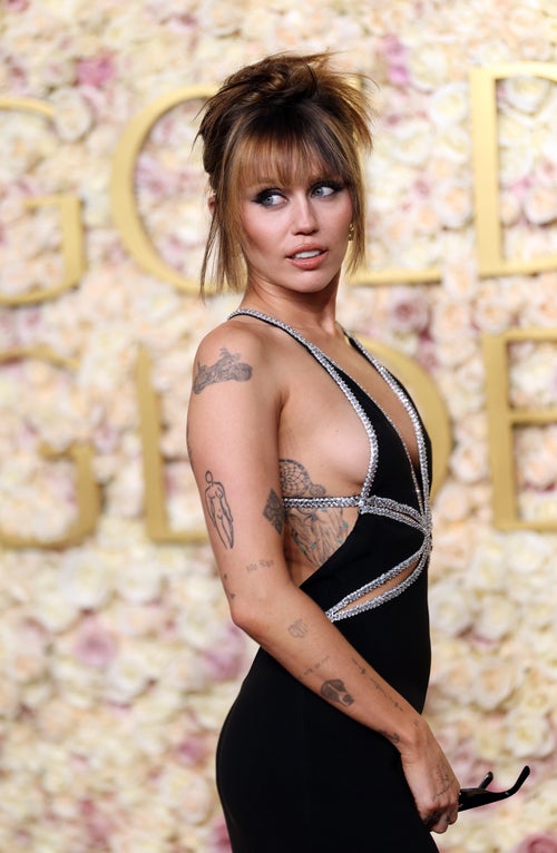miley cyrus dress golden globes Red Gold Heavy Embroidered Fancy Long Embellished Sleeves A line Musli –  Sultan Dress main image 1