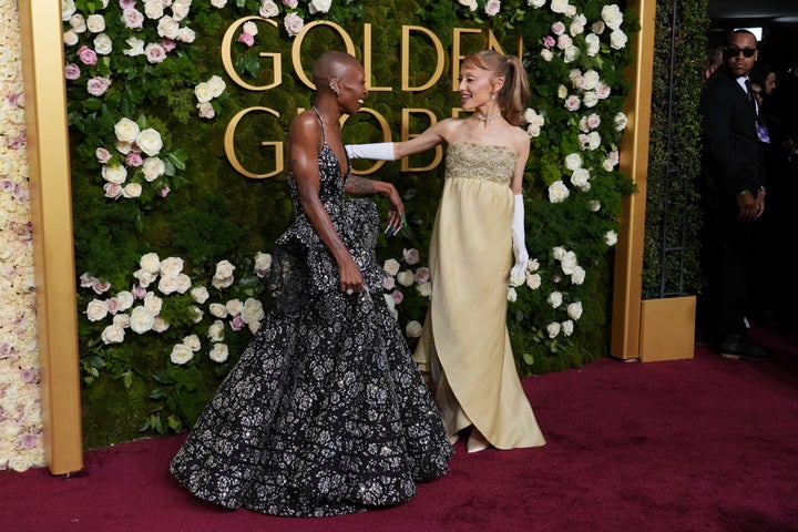 Wicked stars Cynthia Erivo and Ariana Grande on the Golden Globes red carpet