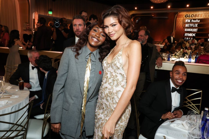 Ayo Edebiri and Zendaya at the Golden Globes.