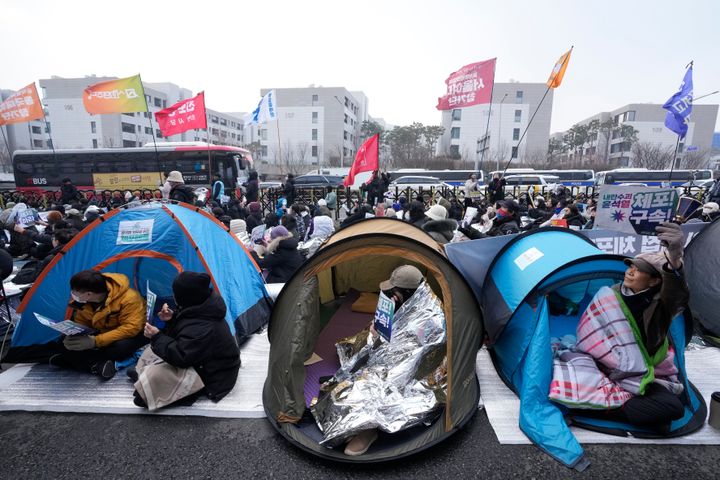 Protesters demanding the arrest of impeached South Korean President Yoon Suk Yeol attend a rally near the presidential residence in Seoul, South Korea, on Jan. 6, 2025.