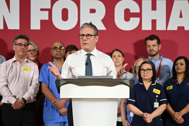 Britain's Prime Minister Keir Starmer gives a speech on Monday