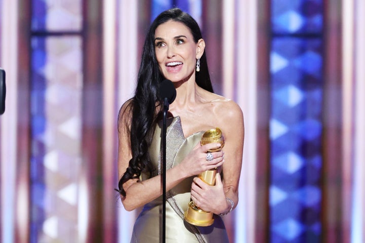 Demi Moore wins Best Performance by a Female Actor in a Motion Picture Musical or Comedy during the 82nd Annual Golden Globes on Sunday.