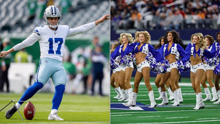 Brandon Aubrey and the Dallas Cowboys cheerleaders