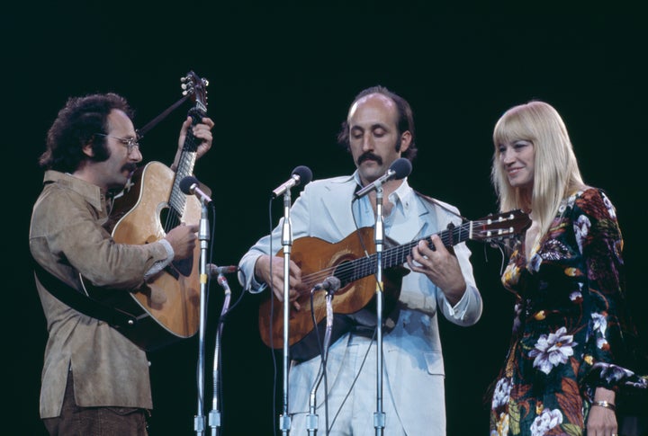 American folk trio Peter, Paul and Mary, circa 1978. During an incredible run of success spanning the 1960s, Yarrow, Noel Paul Stookey and Mary Travers released six Billboard Top 10 singles, two No. 1 albums and won five Grammys.