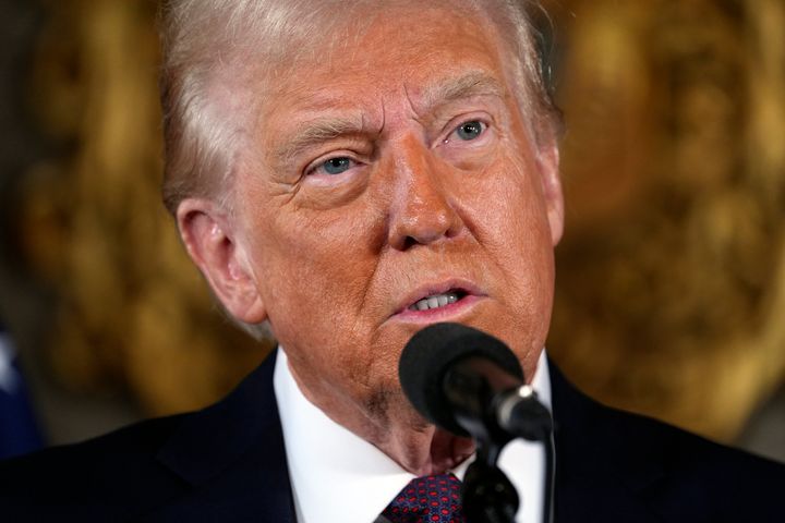 President-elect Donald Trump speaks during a news conference at Mar-a-Lago, Tuesday, Jan. 7, 2024, in Palm Beach, Fla.